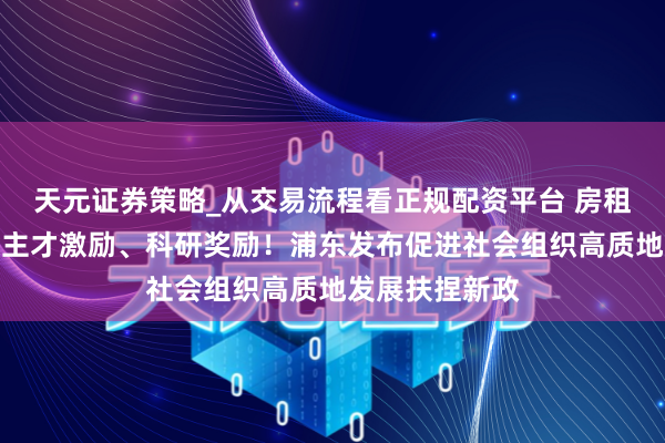 天元证券策略_从交易流程看正规配资平台 房租补贴、东说念主才激励、科研奖励！浦东发布促进社会组织高质地发展扶捏新政