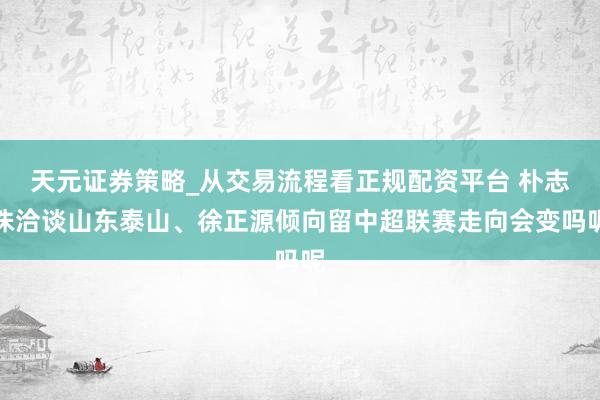 天元证券策略_从交易流程看正规配资平台 朴志洙洽谈山东泰山、徐正源倾向留中超联赛走向会变吗呢
