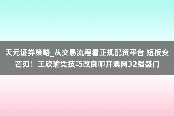 天元证券策略_从交易流程看正规配资平台 短板变芒刃！王欣瑜凭技巧改良叩开澳网32强盛门