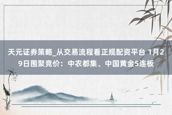 天元证券策略_从交易流程看正规配资平台 1月29日围聚竞价：中农都集、中国黄金5连板
